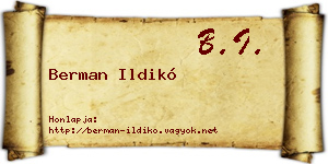 Berman Ildikó névjegykártya